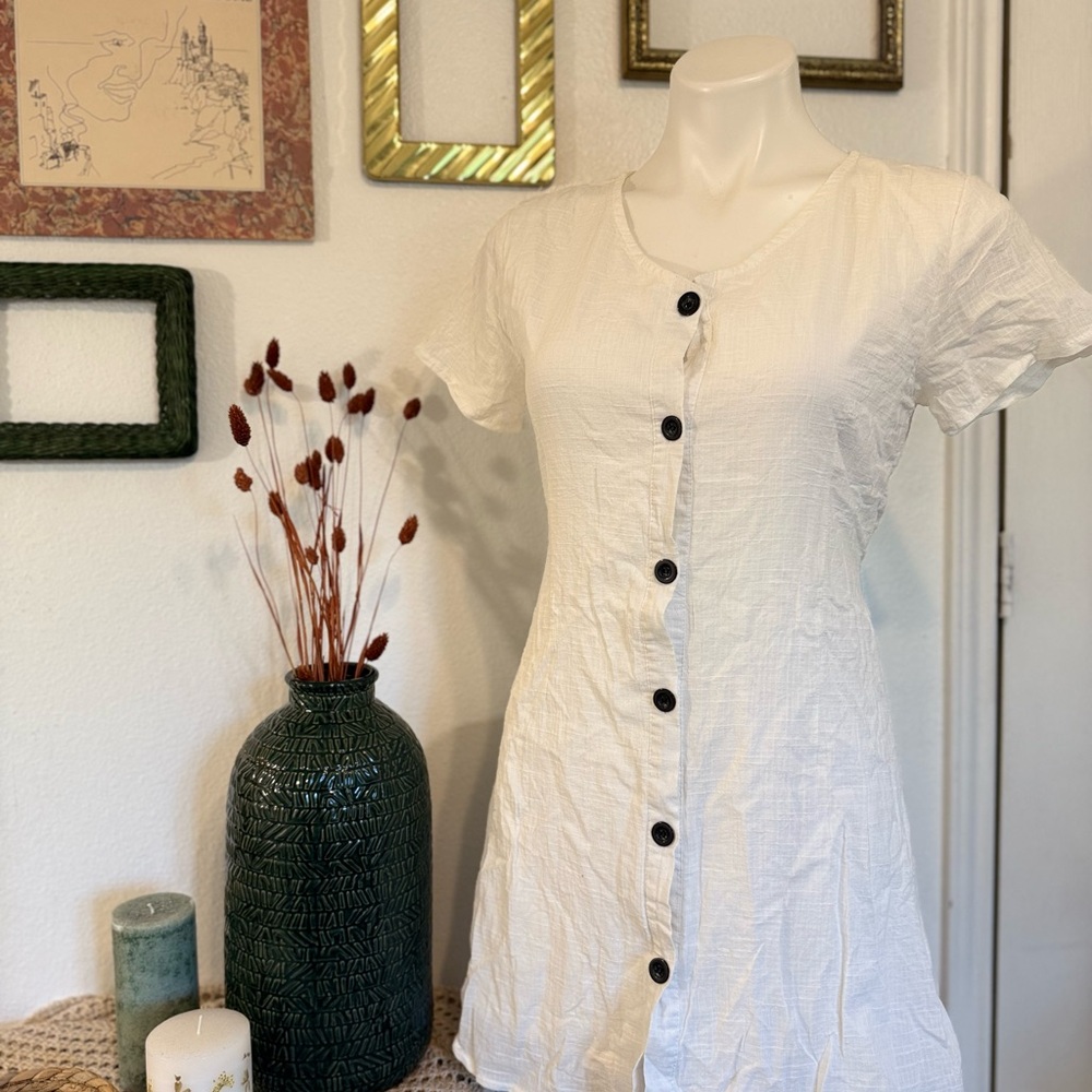 White Fox Boutique Cream Button-Up Dress